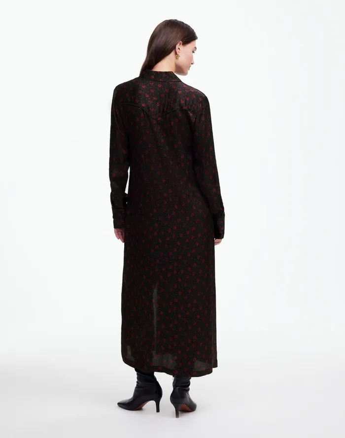 Women Dresses Madewell ButtonFront Midi Shirtdress In Floral Bright Cherry