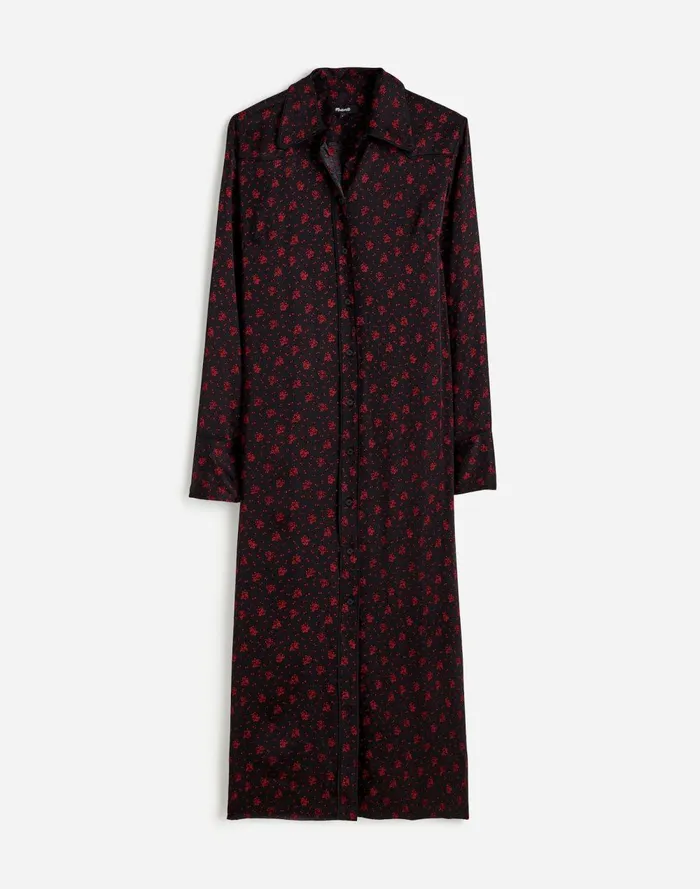 Women Dresses Madewell ButtonFront Midi Shirtdress In Floral Bright Cherry