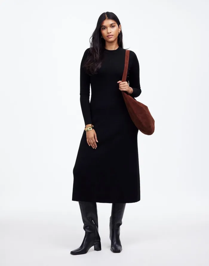 Women Dresses Madewell Merino Wool Sweater Maxi Dress True Black