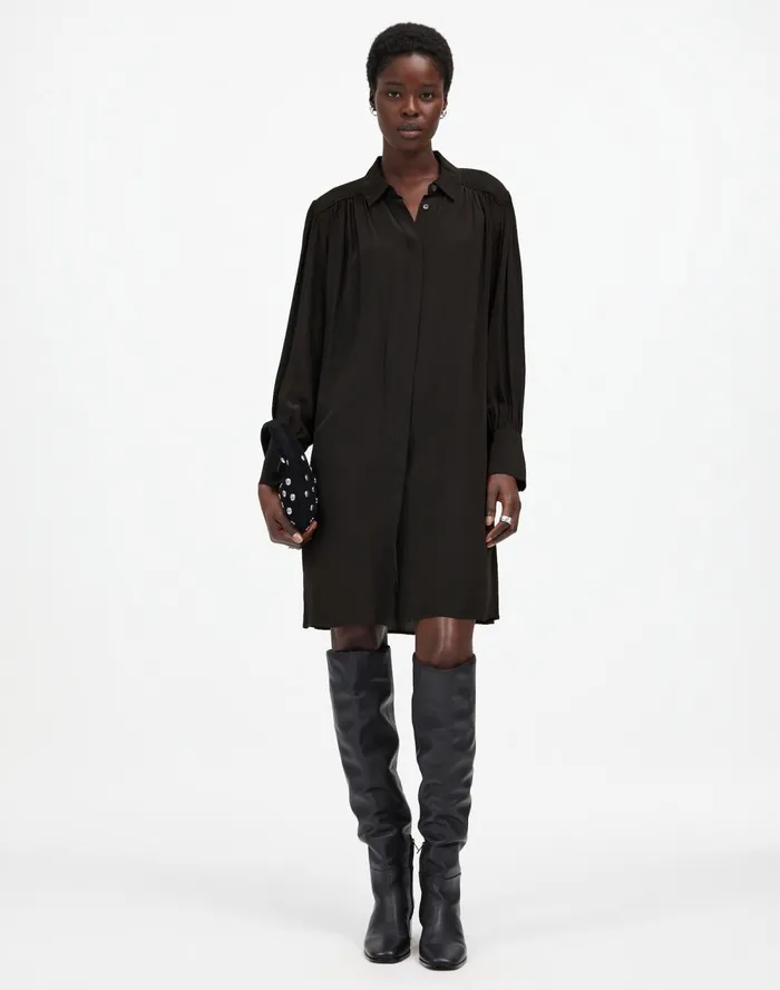 Women Dresses Madewell Relaxed ButtonFront Mini Dress True Black