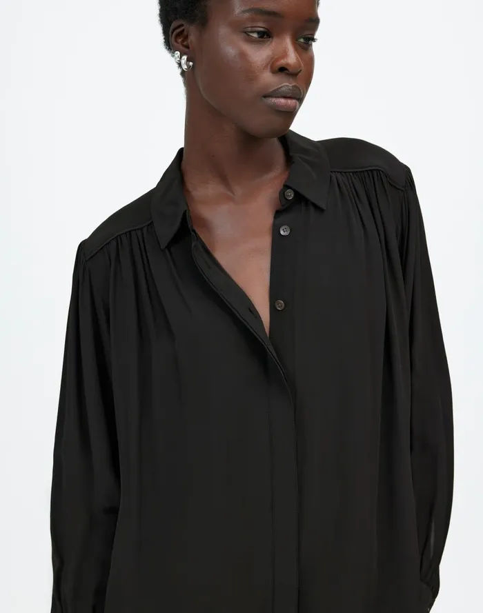 Women Dresses Madewell Relaxed ButtonFront Mini Dress True Black