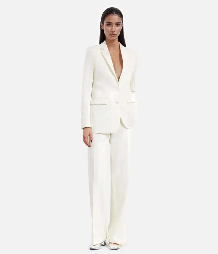Women Ecru Crepe Suit Jacket Straight Cut THE KOOPLES Blazers and Suits