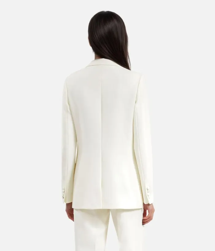 Women Ecru Crepe Suit Jacket Straight Cut THE KOOPLES Blazers and Suits