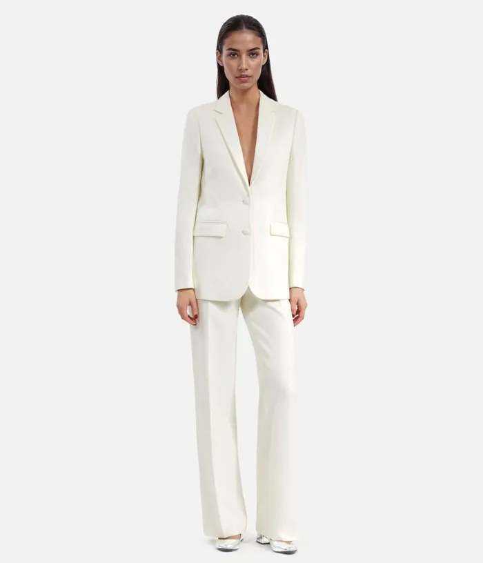 Women Ecru Crepe Suit Jacket Straight Cut THE KOOPLES Blazers and Suits