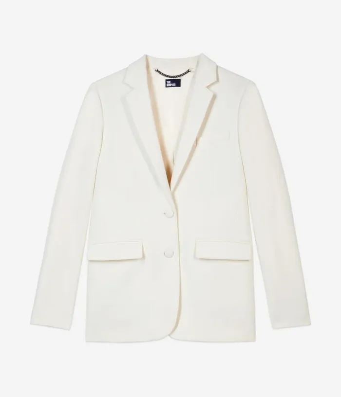 Women Ecru Crepe Suit Jacket Straight Cut THE KOOPLES Blazers and Suits
