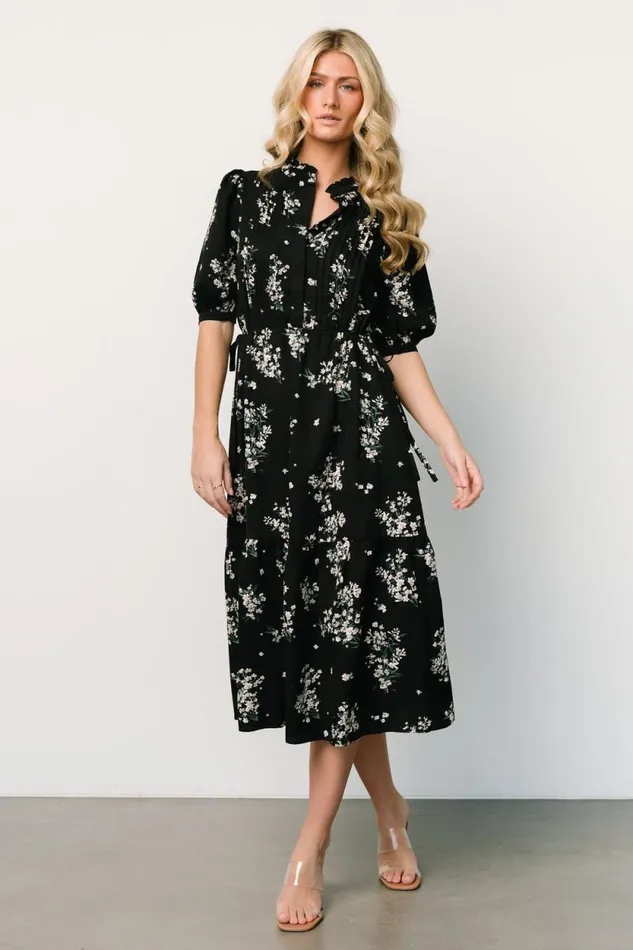 Women Edinburgh Maxi Dress Black Floral Baltic Born Midi Dresses