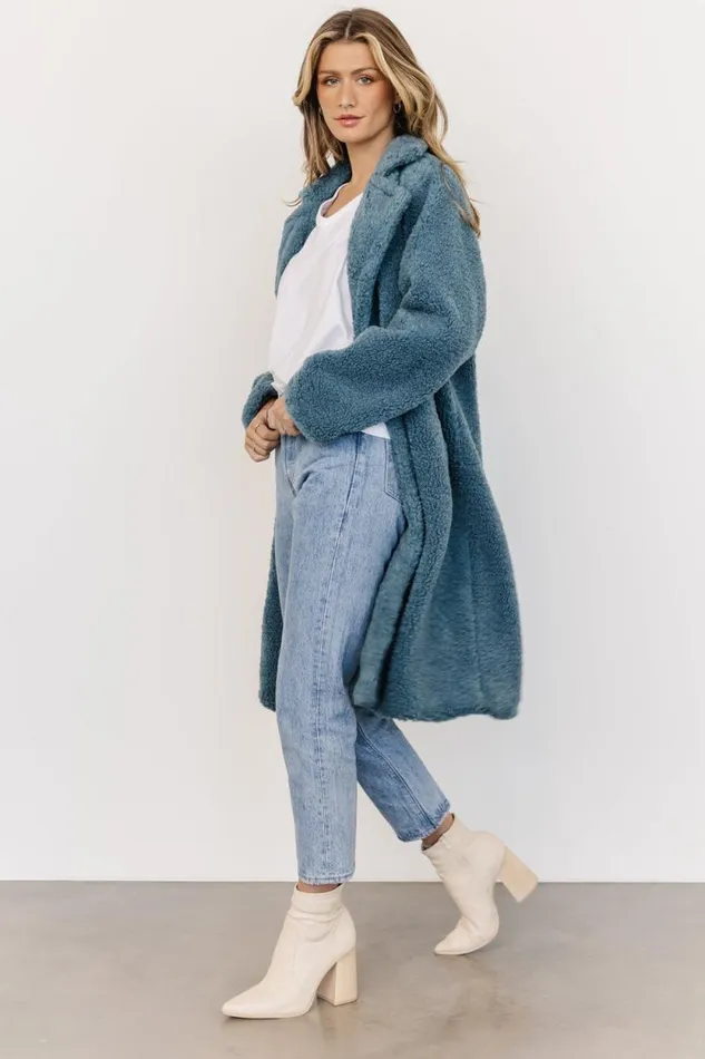 Women Elbrus Sherpa Trench Coat Persian Blue Baltic Born Outerwear Women Elbrus Sherpa Trench Coat Persian Blue Baltic Born Outerwear