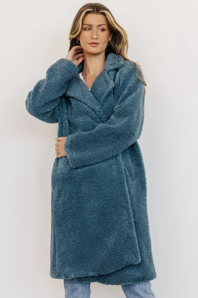 Women Elbrus Sherpa Trench Coat Persian Blue Baltic Born Outerwear Women Elbrus Sherpa Trench Coat Persian Blue Baltic Born Outerwear