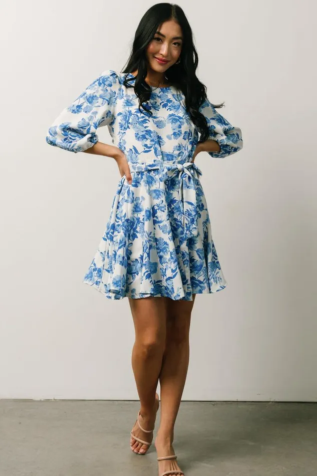 Women Elena Mini Dress French Blue Floral Baltic Born Short Dresses