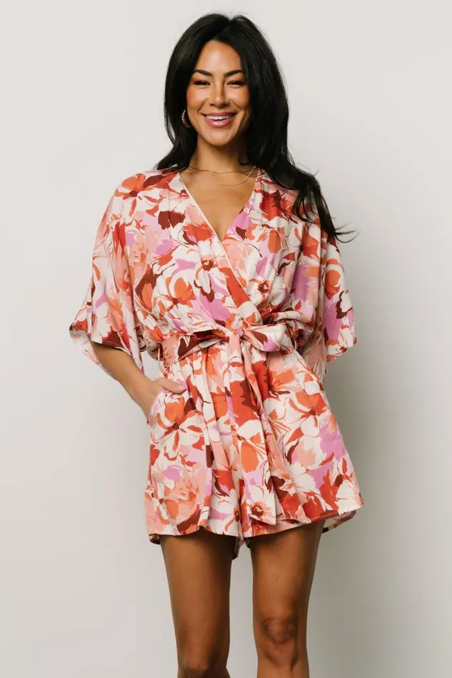 Women Ellis Romper Rust Pink Floral Baltic Born Jumpsuits and Rompers Women Ellis Romper Rust Pink Floral Baltic Born Jumpsuits and Rompers