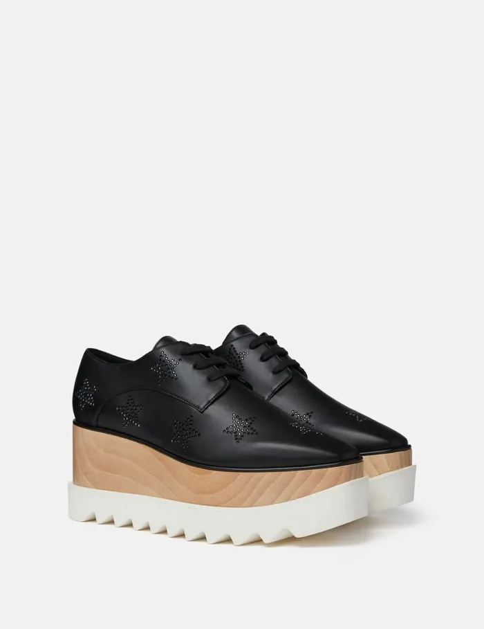Women Elyse Crystal Star Platform Shoes Black Stella McCartney Wedges Women Elyse Crystal Star Platform Shoes Black Stella McCartney Wedges