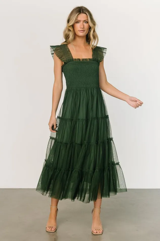 Women Emma Smocked Tulle Dress Green Baltic Born The Guest Edit