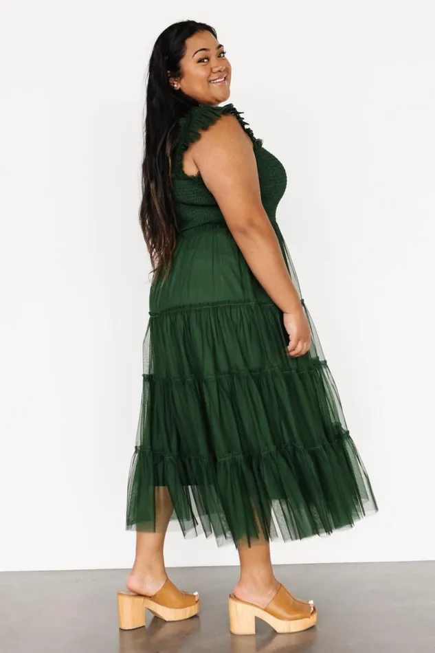 Women Emma Smocked Tulle Dress Green Baltic Born The Guest Edit Women Emma Smocked Tulle Dress Green Baltic Born The Guest Edit