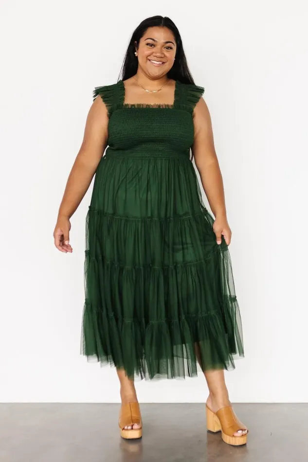 Women Emma Smocked Tulle Dress Green Baltic Born The Guest Edit Women Emma Smocked Tulle Dress Green Baltic Born The Guest Edit