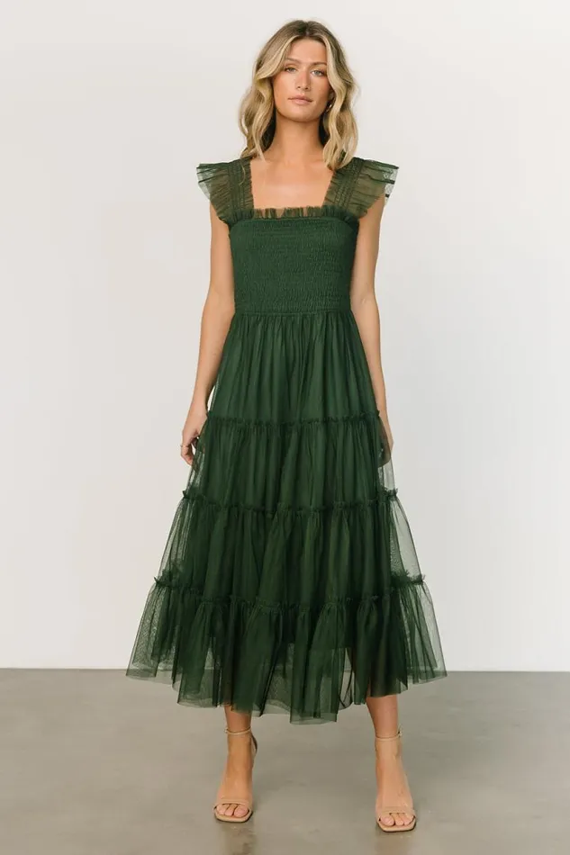 Women Emma Smocked Tulle Dress Green Baltic Born The Guest Edit Women Emma Smocked Tulle Dress Green Baltic Born The Guest Edit
