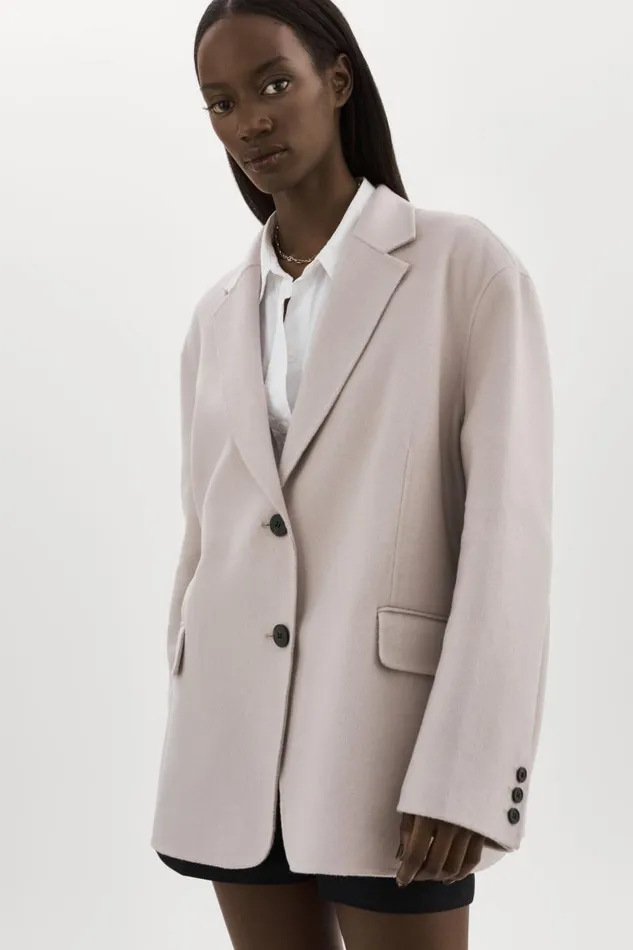 Women ENNIS Oversized Wool Blazer Feather Grey LAMARQUE Wool