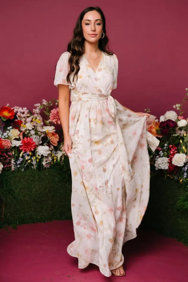 Women Enya Maxi Dress Blush Floral Baltic Born Bump Friendly