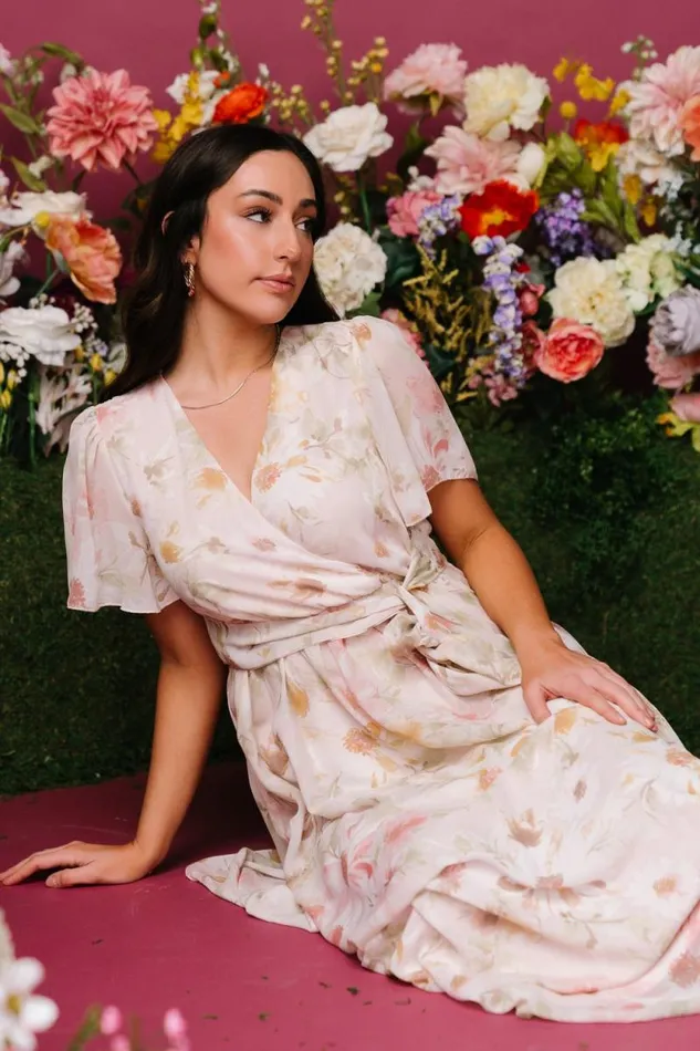 Women Enya Maxi Dress Blush Floral Baltic Born Bump Friendly