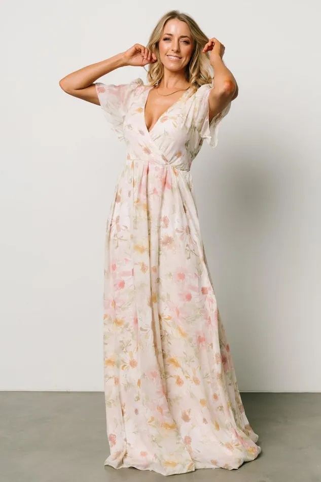 Women Enya Maxi Dress Blush Floral Baltic Born Bump Friendly