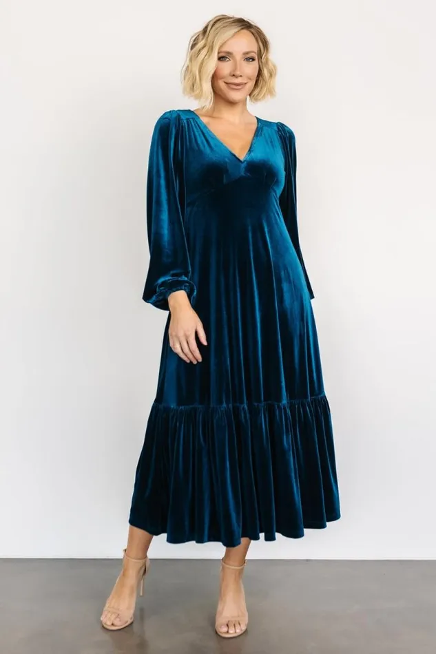 Women Erika Velvet Maxi Dress Sapphire Baltic Born The Guest Edit