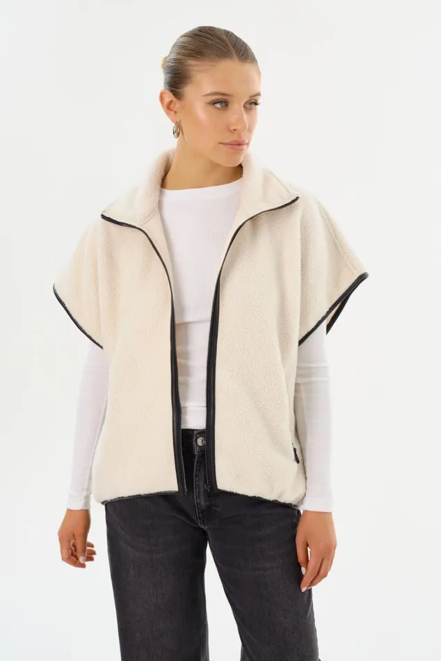 Women EUDORA Polar Fleece Vest Ivory LAMARQUE Tops