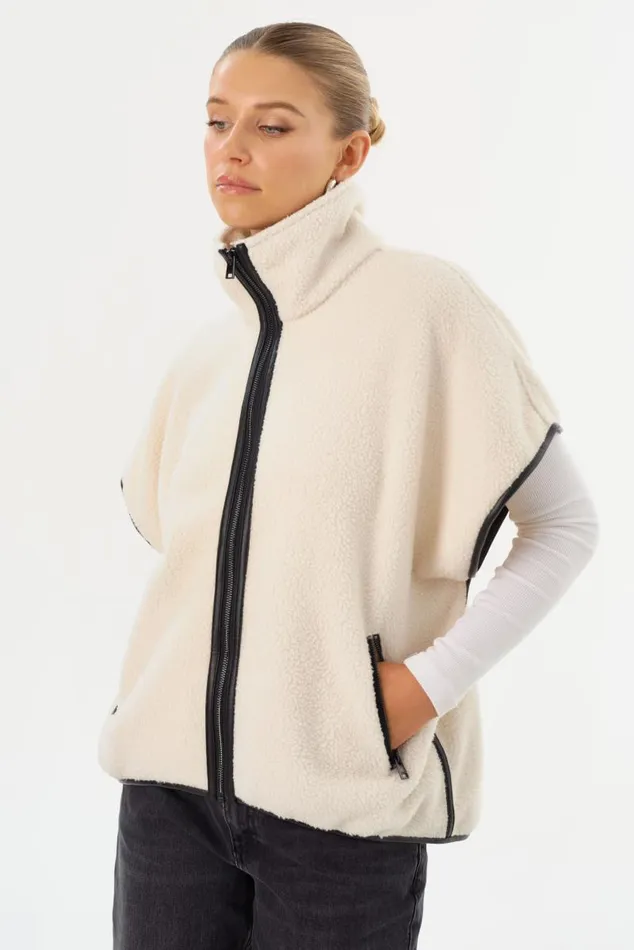Women EUDORA Polar Fleece Vest Ivory LAMARQUE Tops Women EUDORA Polar Fleece Vest Ivory LAMARQUE Tops