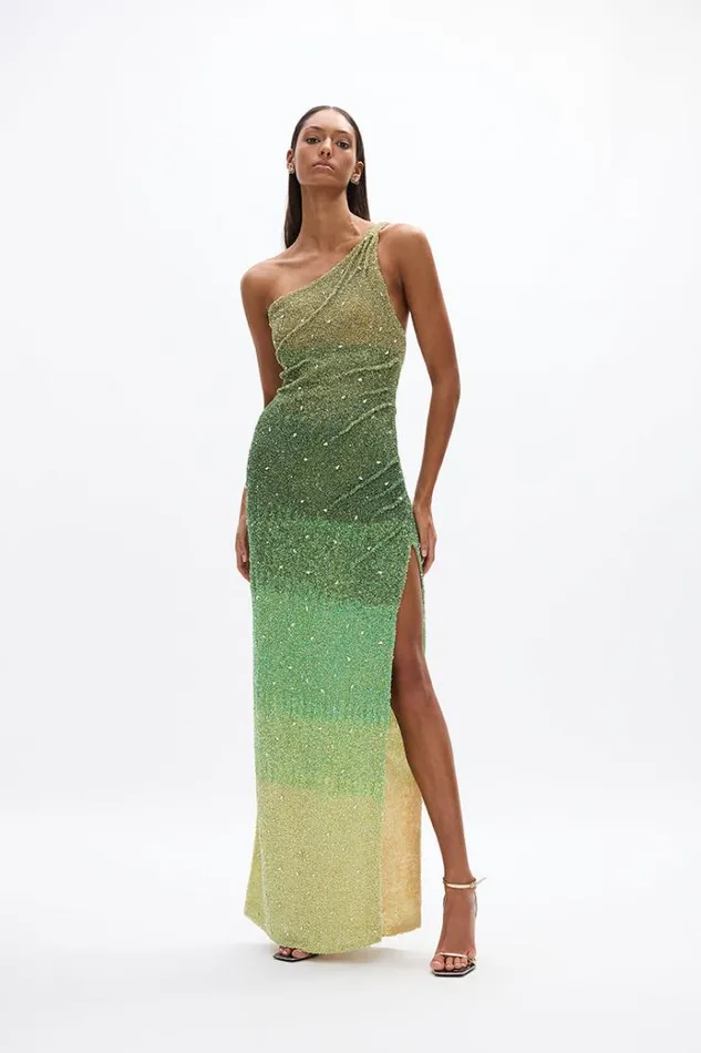 Women Evening Dresses Rachel Gilbert Kaito Gown Green Ombre