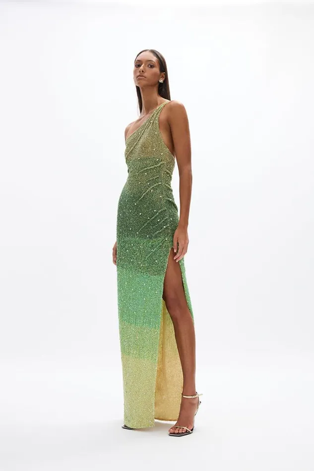 Women Evening Dresses Rachel Gilbert Kaito Gown Green Ombre