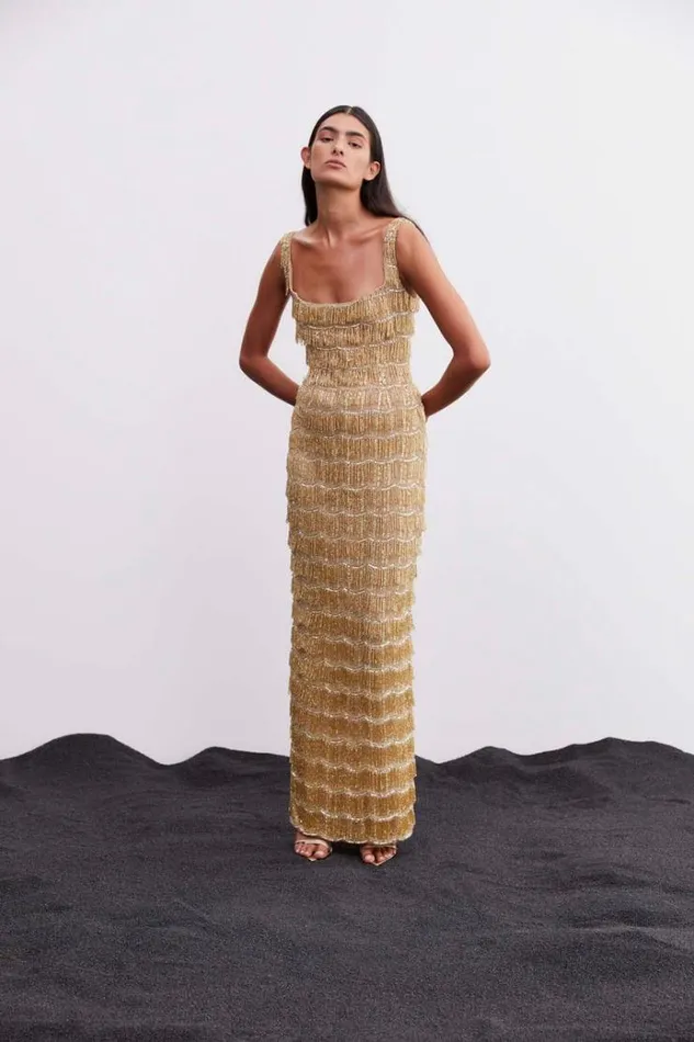 Women Evening Dresses Rachel Gilbert Sadie Gown In Gold