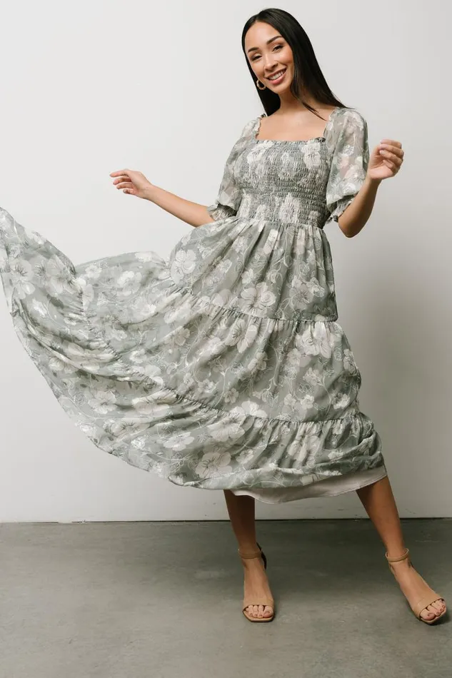 Women Fabian Jacquard Midi Dress Dusty Sage Baltic Born Midi Dresses Women Fabian Jacquard Midi Dress Dusty Sage Baltic Born Midi Dresses