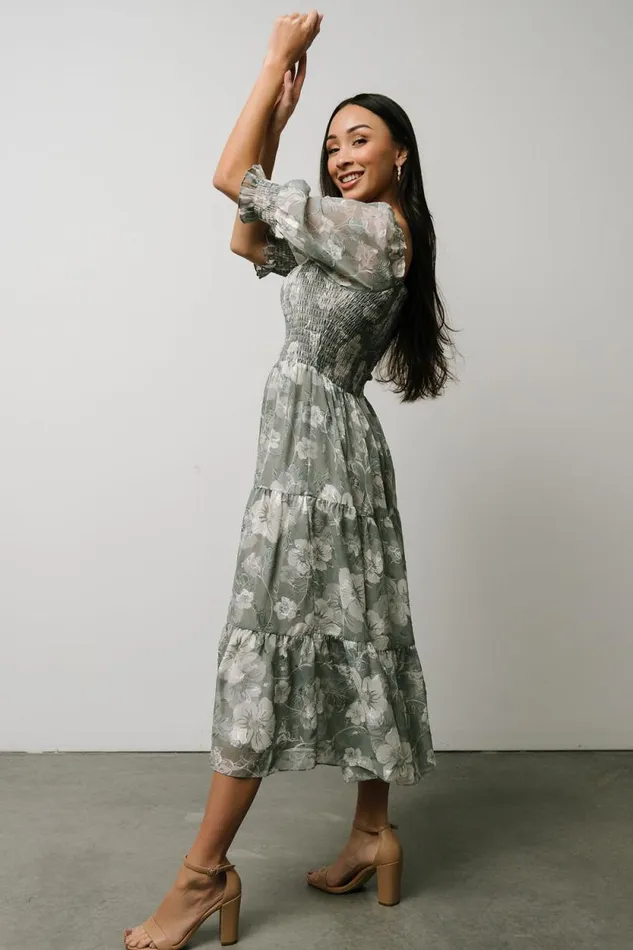 Women Fabian Jacquard Midi Dress Dusty Sage Baltic Born Midi Dresses Women Fabian Jacquard Midi Dress Dusty Sage Baltic Born Midi Dresses
