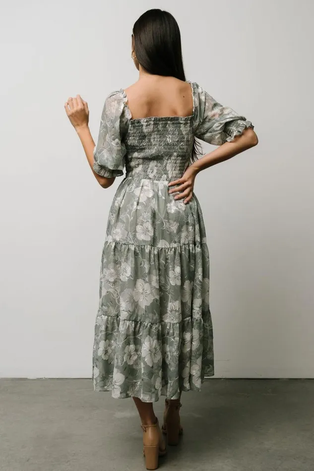 Women Fabian Jacquard Midi Dress Dusty Sage Baltic Born Midi Dresses Women Fabian Jacquard Midi Dress Dusty Sage Baltic Born Midi Dresses