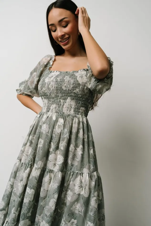 Women Fabian Jacquard Midi Dress Dusty Sage Baltic Born Midi Dresses Women Fabian Jacquard Midi Dress Dusty Sage Baltic Born Midi Dresses