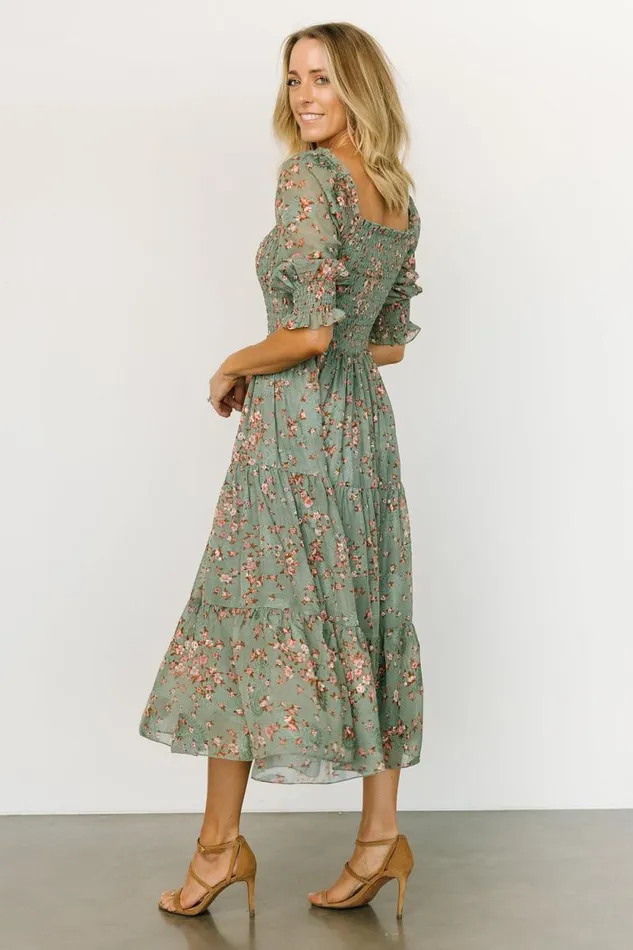 Women Fabian Jacquard Midi Dress Eucalyptus Pink Baltic Born Midi Dresses Women Fabian Jacquard Midi Dress Eucalyptus Pink Baltic Born Midi Dresses