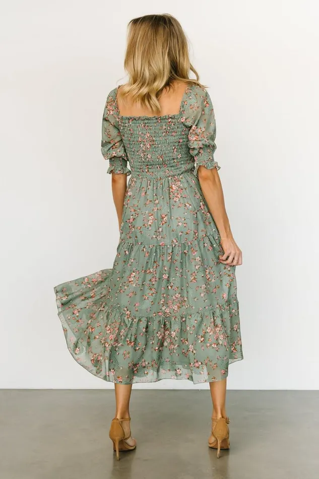 Women Fabian Jacquard Midi Dress Eucalyptus Pink Baltic Born Midi Dresses Women Fabian Jacquard Midi Dress Eucalyptus Pink Baltic Born Midi Dresses