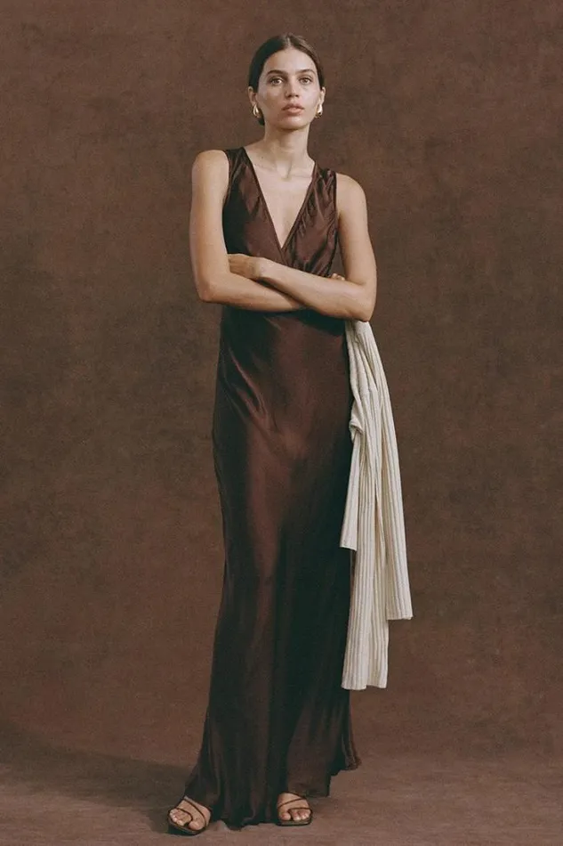 Women Faithfull The Brand Dresses Barossa Maxi Dress Dark Truffle