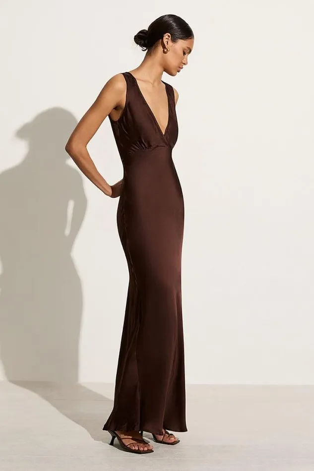 Women Faithfull The Brand Dresses Barossa Maxi Dress Dark Truffle