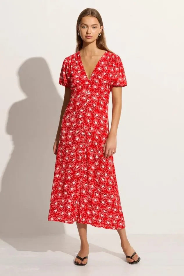 Women Faithfull The Brand Dresses Bellavista Midi Dress La Isla Floral Red Exclusive