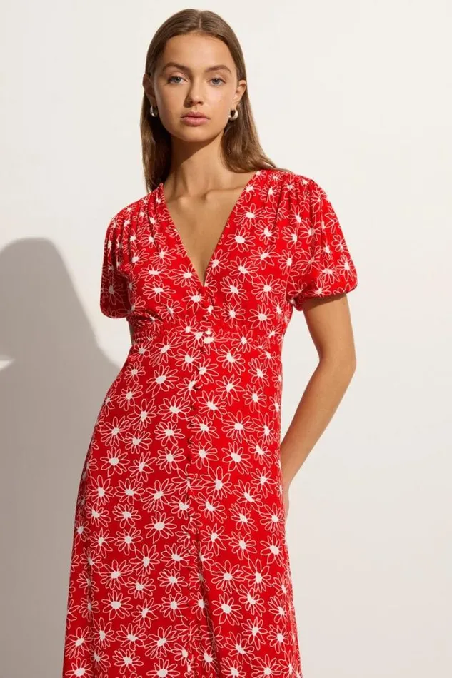 Women Faithfull The Brand Dresses Bellavista Midi Dress La Isla Floral Red Exclusive