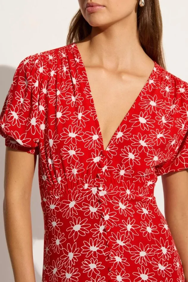 Women Faithfull The Brand Dresses Bellavista Midi Dress La Isla Floral Red Exclusive