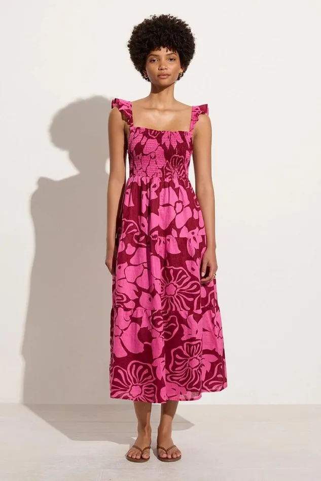 Women Faithfull The Brand Dresses Benito Midi Dress Mica Floral Pink