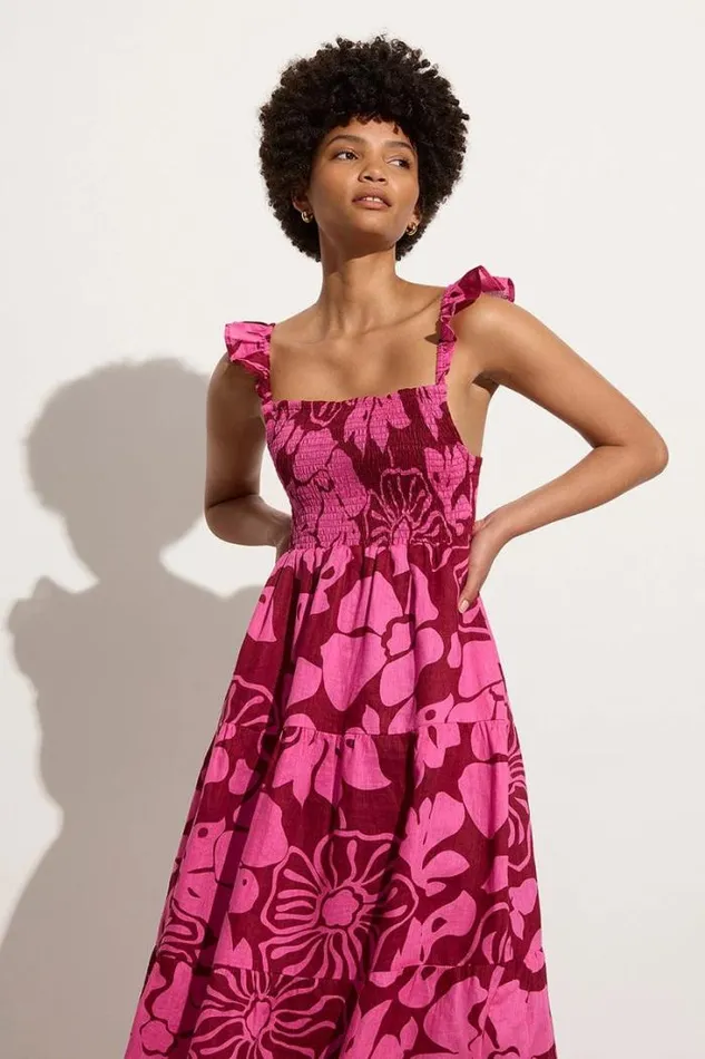 Women Faithfull The Brand Dresses Benito Midi Dress Mica Floral Pink