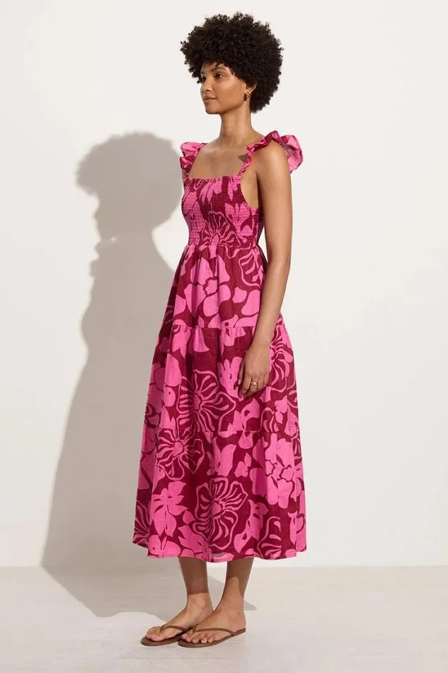 Women Faithfull The Brand Dresses Benito Midi Dress Mica Floral Pink