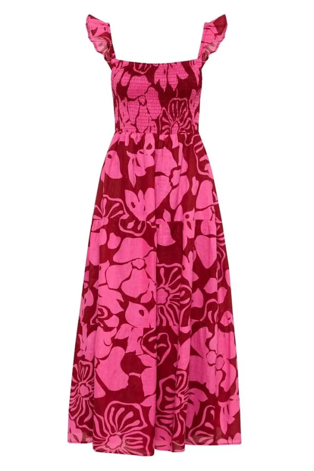 Women Faithfull The Brand Dresses Benito Midi Dress Mica Floral Pink