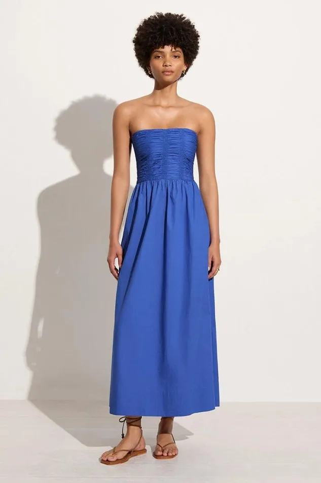 Women Faithfull The Brand Dresses Dominquez Midi Dress Glacial Blue