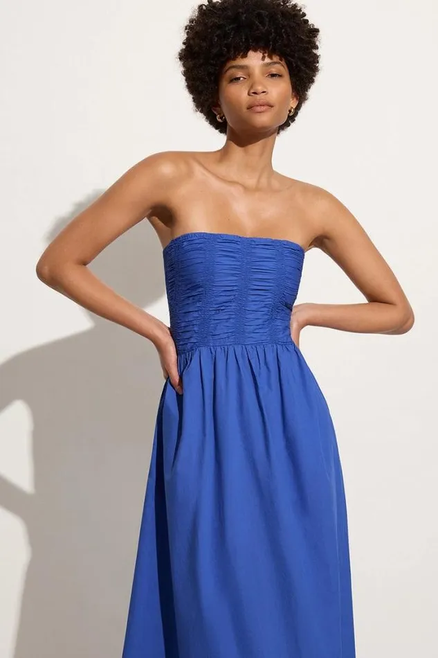Women Faithfull The Brand Dresses Dominquez Midi Dress Glacial Blue