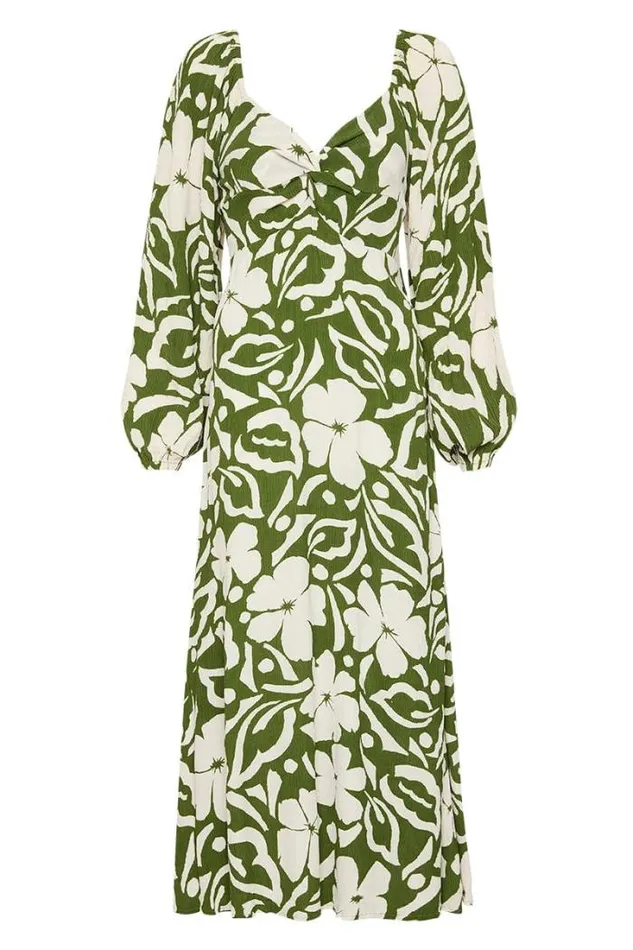 Women Faithfull The Brand Dresses Ondina Midi Dress Pavito Floral Olive 8211 Final Sale
