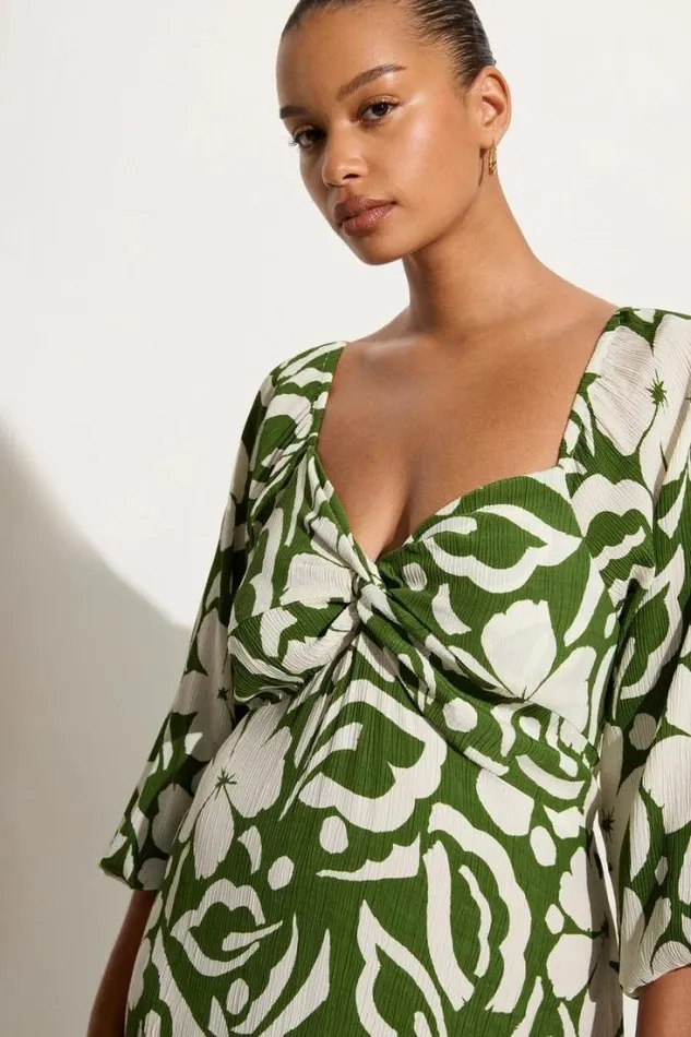 Women Faithfull The Brand Dresses Ondina Midi Dress Pavito Floral Olive 8211 Final Sale