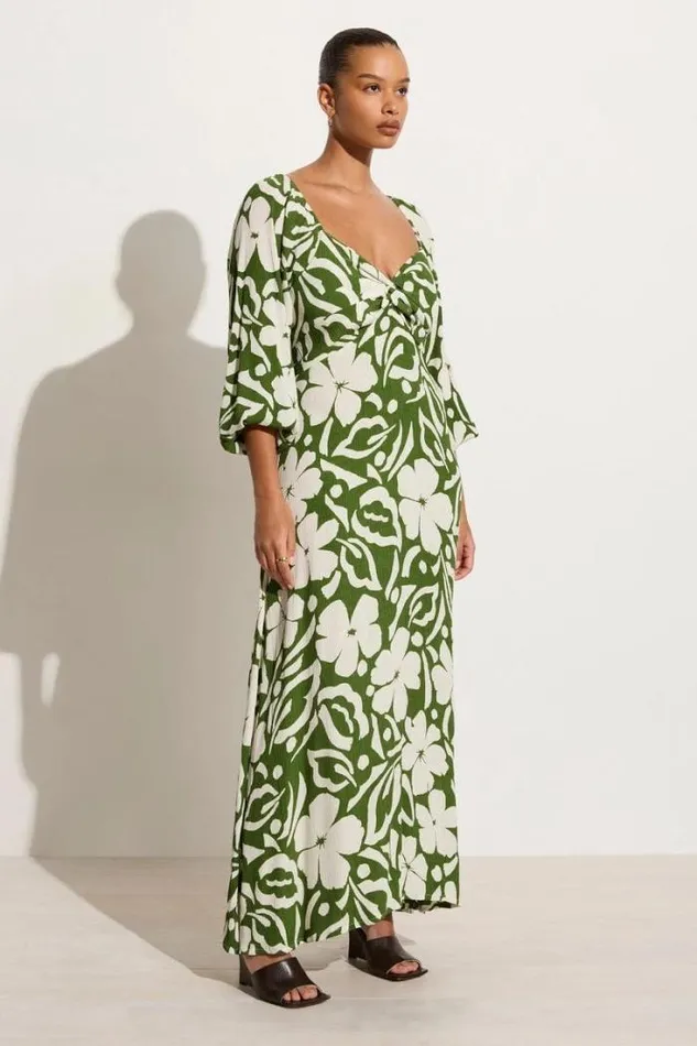Women Faithfull The Brand Dresses Ondina Midi Dress Pavito Floral Olive 8211 Final Sale