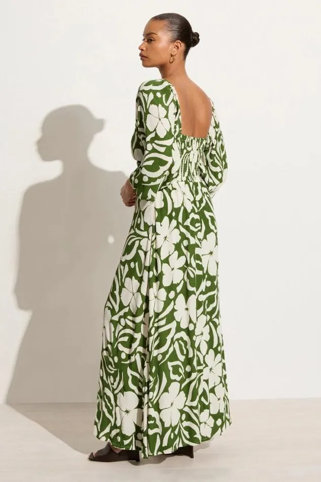 Women Faithfull The Brand Dresses Ondina Midi Dress Pavito Floral Olive 8211 Final Sale